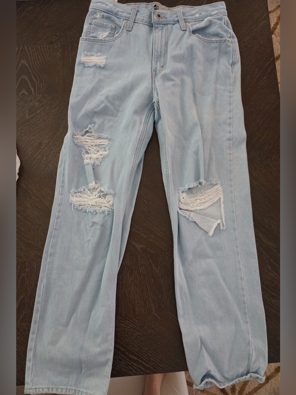 Light Wash Distressed Straight-Leg Jeans
